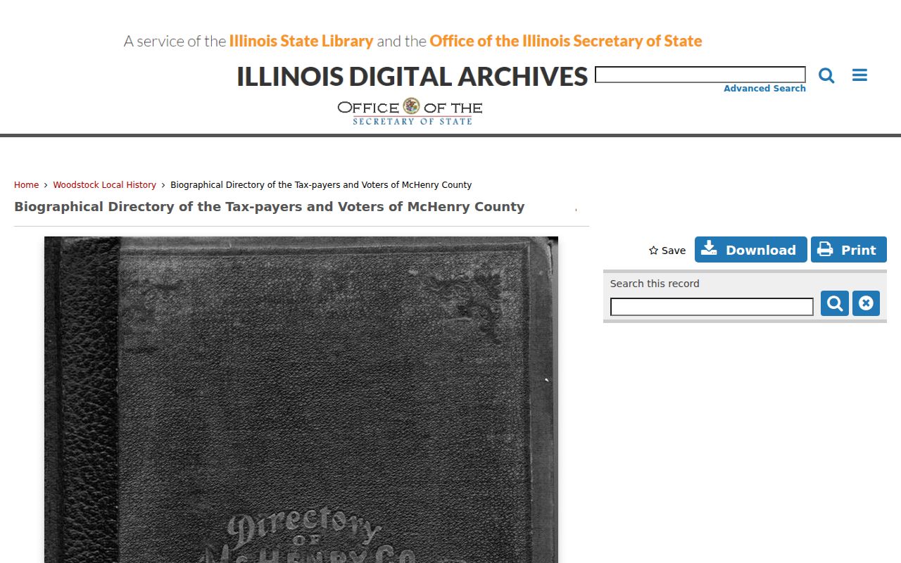 Lake in the Hills city directory 1877 county collection