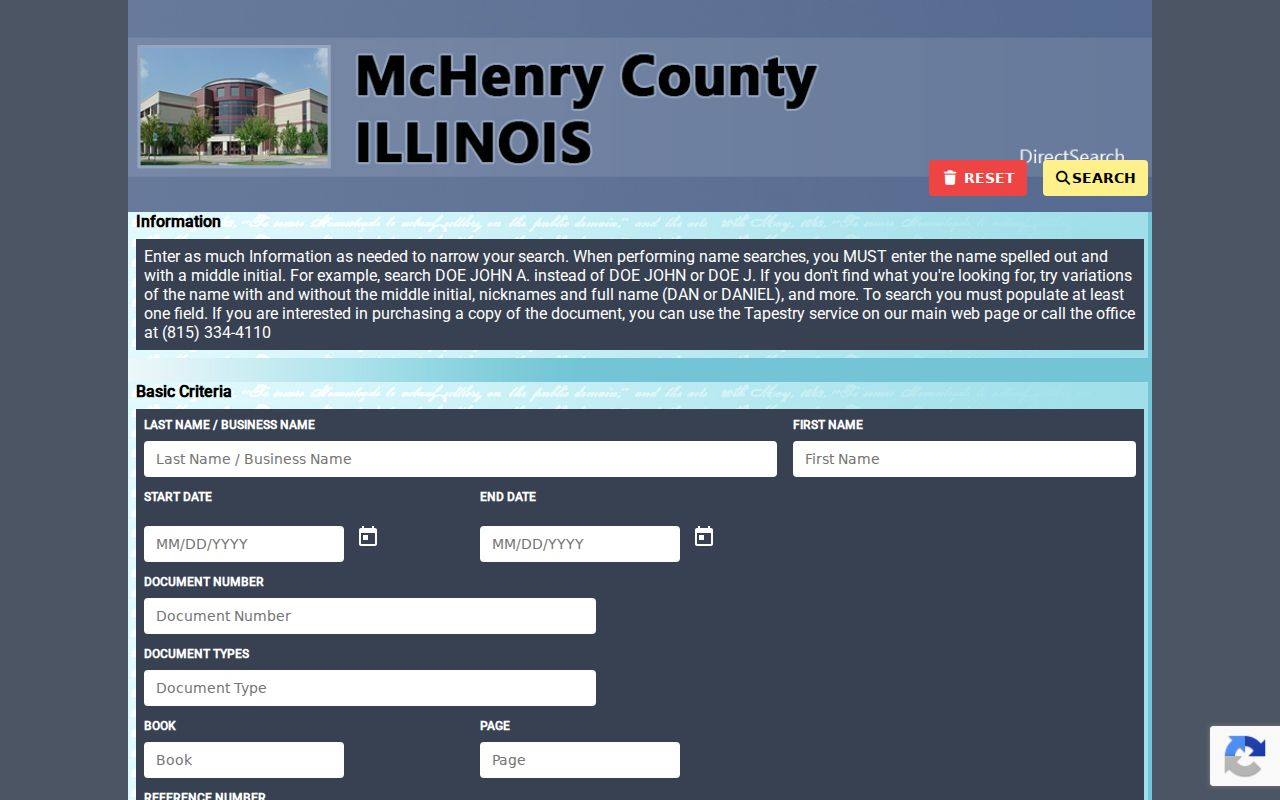 Lake in the Hills previous residents search in the McHenry County deed index