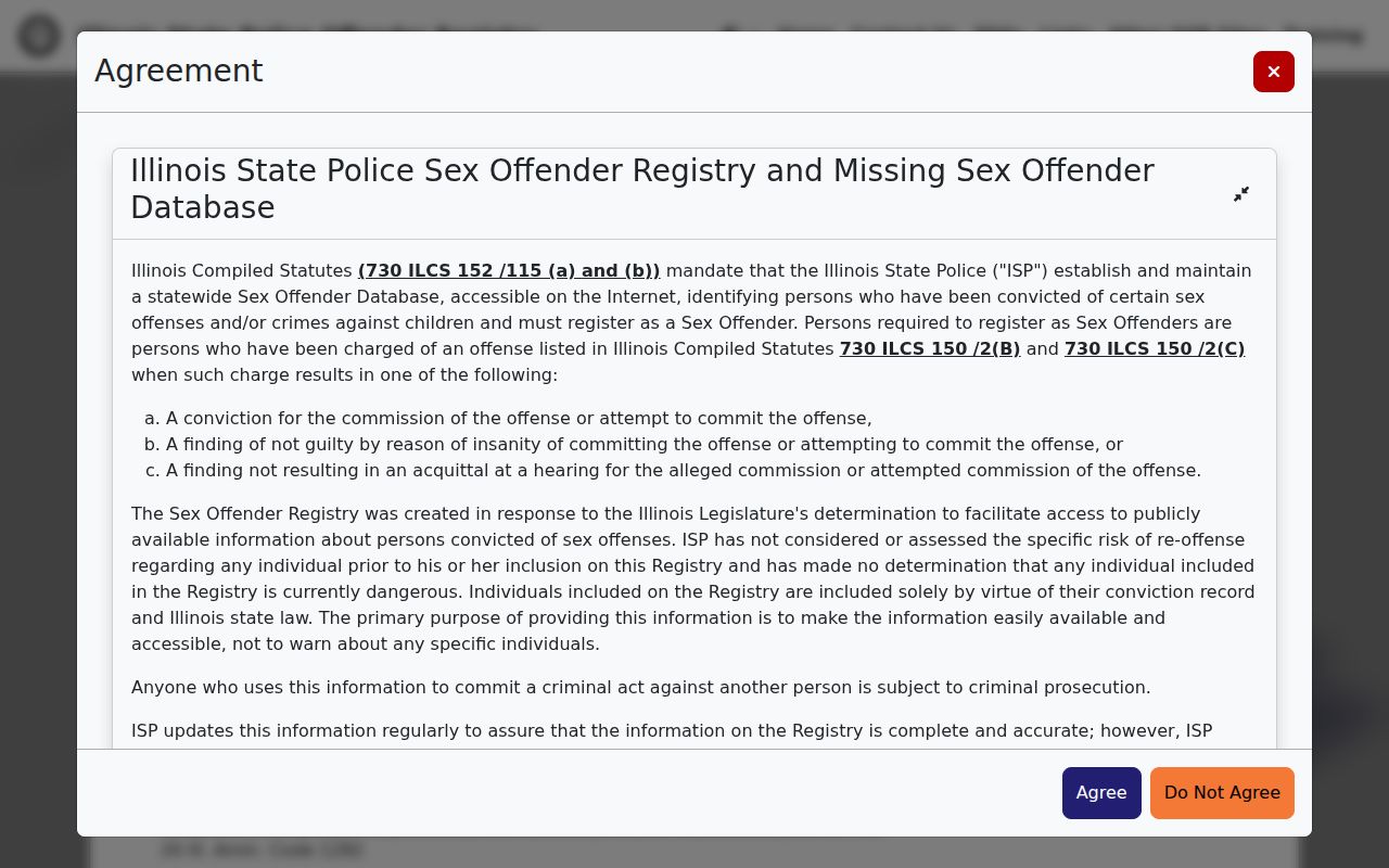 Lake in the Hills resident lookup using the Illinois State Police registry