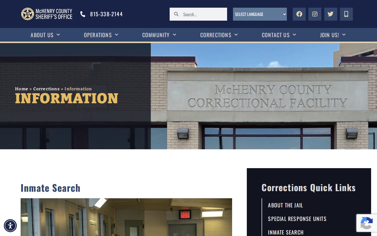 Lake in the Hills resident lookup on the McHenry County inmate search